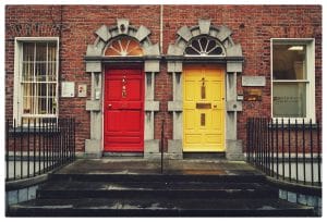a red and yellow door to represent offering alternative ways