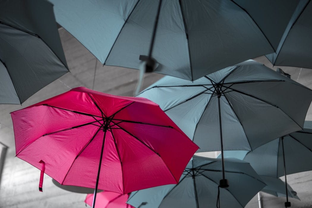 tips for pitching so that you can stand out like this red umbrella among a number of grey ones