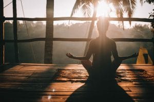 yoga pose to represent how to switch off from work on holiday