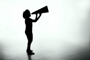 a woman with a megaphone