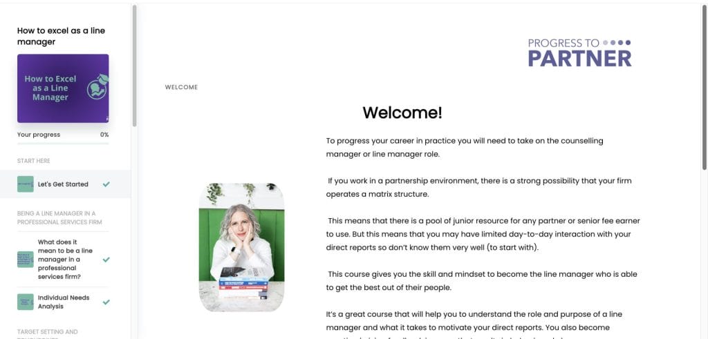 excel as a line manager course welcome page